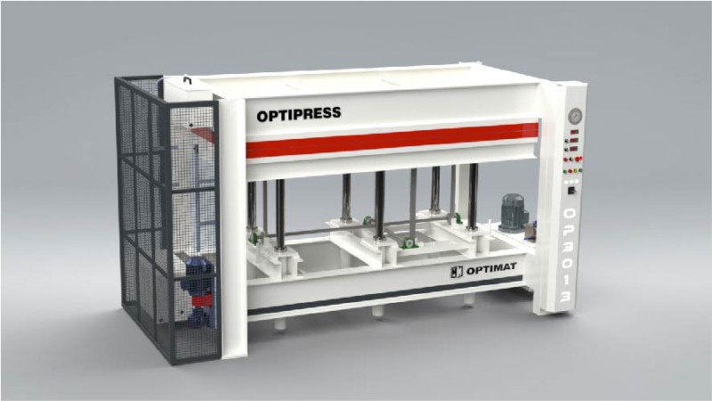 Prasa hydrauliczna, 1-półkowa, olejowa Optimat Optipress OP 3013, 90 ton - 3000x1300 mm (oklejania, fornirowania, fornirów, forniru) 